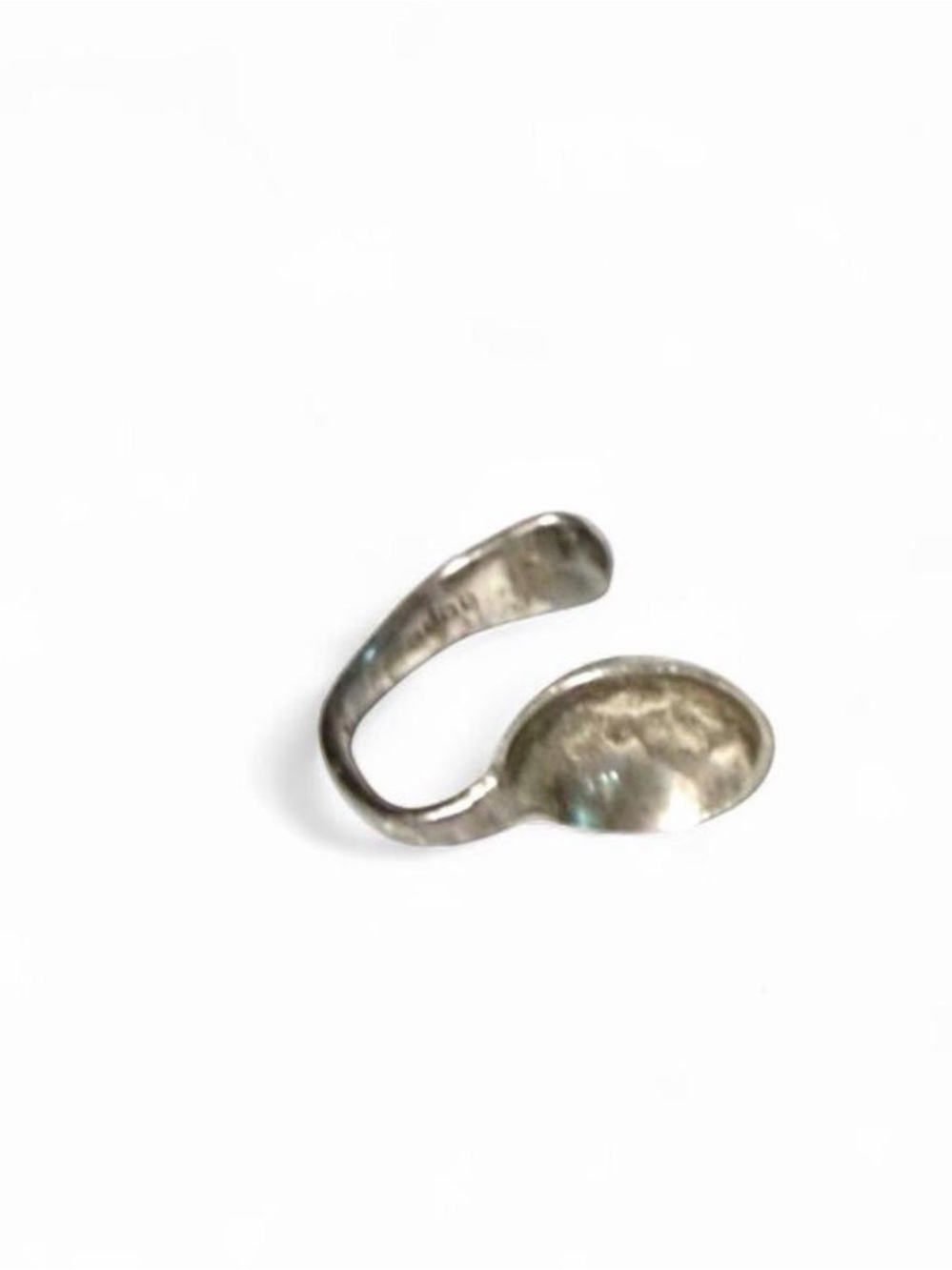 Adjustable Silver-Tone Spoon Open Ring